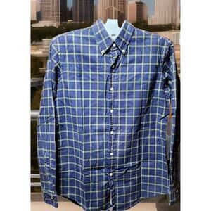 Ralph Lauren Custom Fit Men's Medium Plaid Button Down Shirt Green Pony